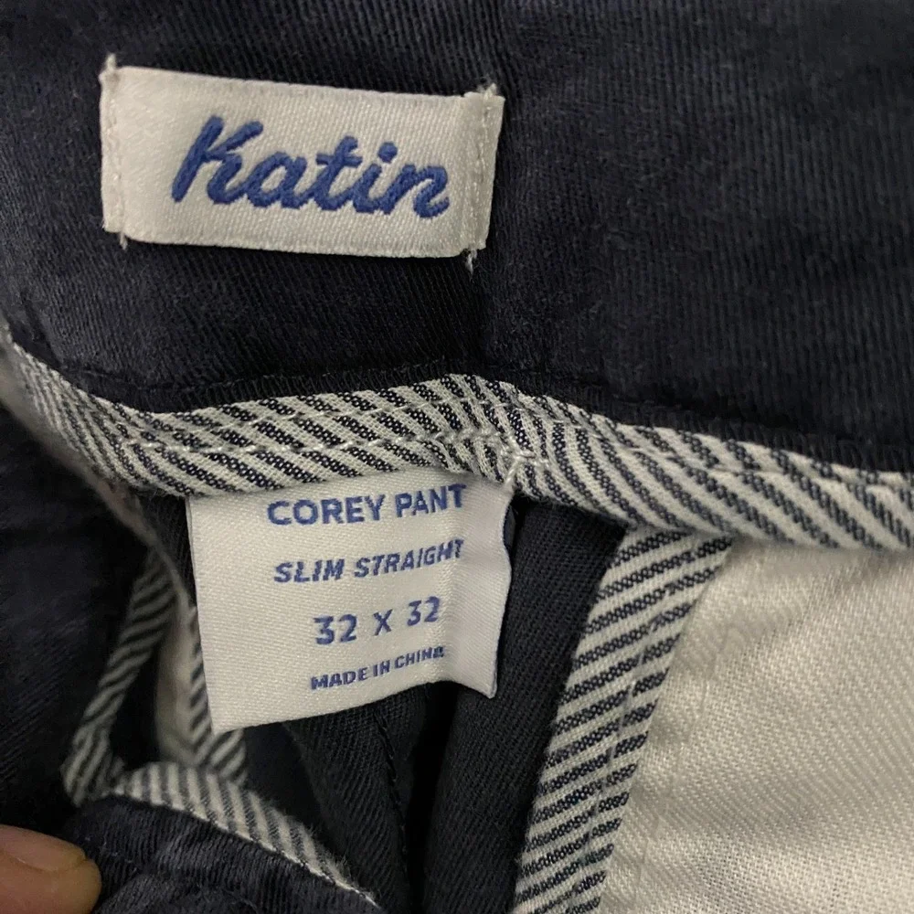 Katin Corey Chino Pant Mens 32x32 Slim Straight Leg Cotton Stretch Polar Navy